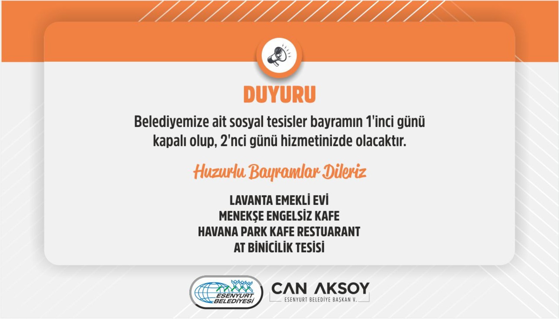 Sosyal Tesisler Duyuru