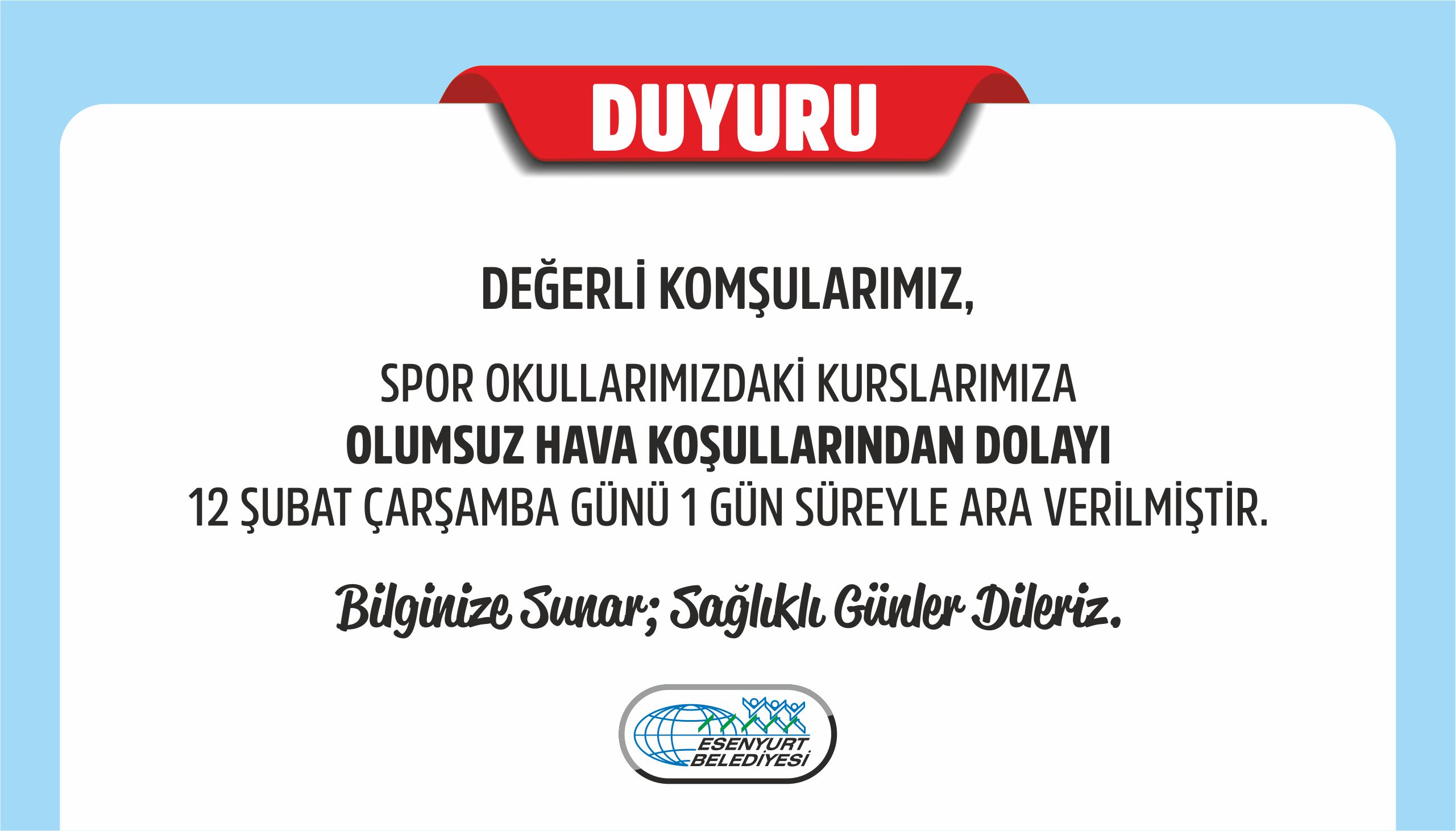 12.02.2025 Spor Okulları Duyurusu
